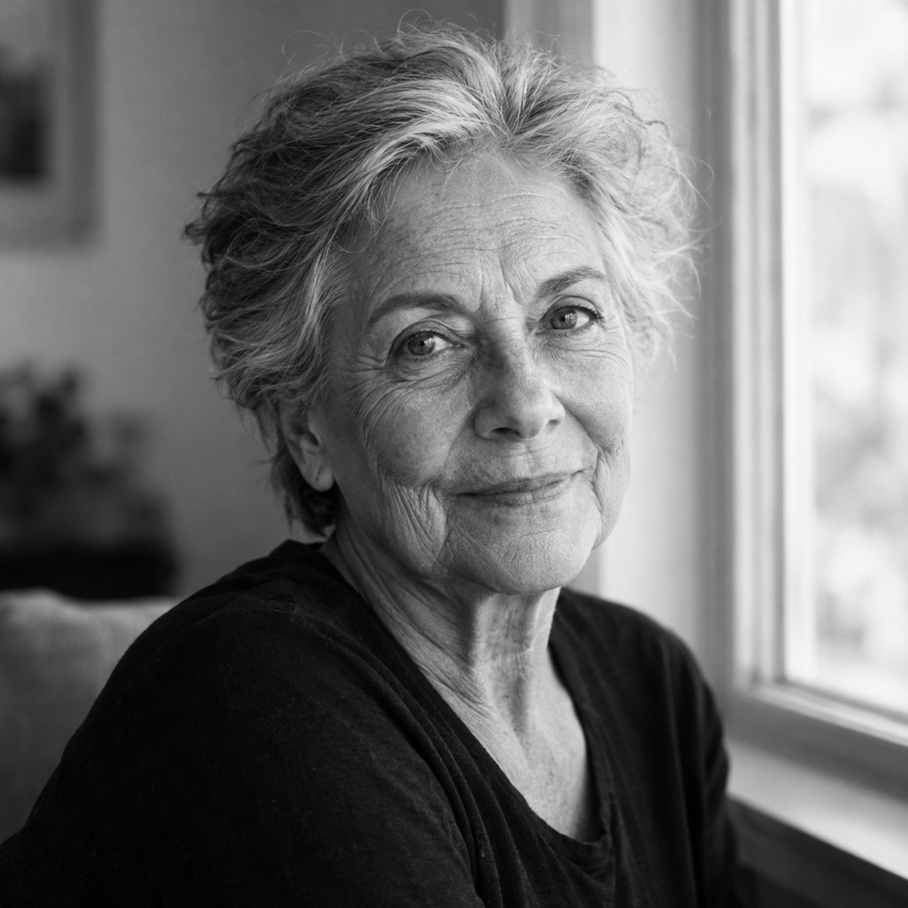 Illustrative portrait of an older person in soft daylight